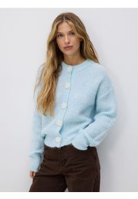 Reserved - Kardigan z dodatkiem wełny - jasnoniebieski. Kolor: niebieski. Materiał: wełna #1