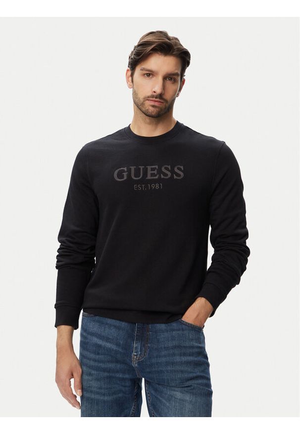 Guess Bluza M6YQ08 K4242 Czarny Slim Fit. Kolor: czarny. Materiał: bawełna