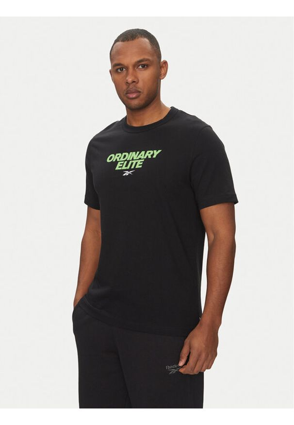 Reebok T-Shirt 100218824 Czarny Regular Fit. Kolor: czarny. Materiał: bawełna