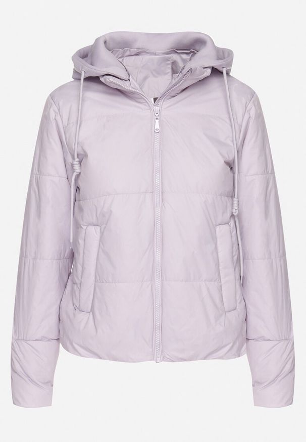 Born2be - Jasnofioletowa Kurtka Pikowana z Materiałowym Kapturem Odpinanym Jasilea. Okazja: na co dzień. Kolor: fioletowy. Materiał: materiał. Styl: casual