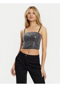 Guess Top W5RH0G WGX40 Srebrny Slim Fit. Kolor: srebrny. Materiał: syntetyk