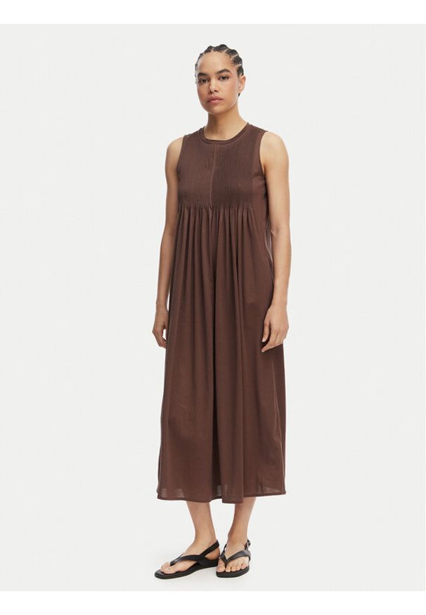 Weekend Max Mara Sukienka codzienna Ricordo 2615621022 Brązowy Regular Fit. Okazja: na co dzień. Kolor: brązowy. Materiał: bawełna. Typ sukienki: proste. Styl: casual