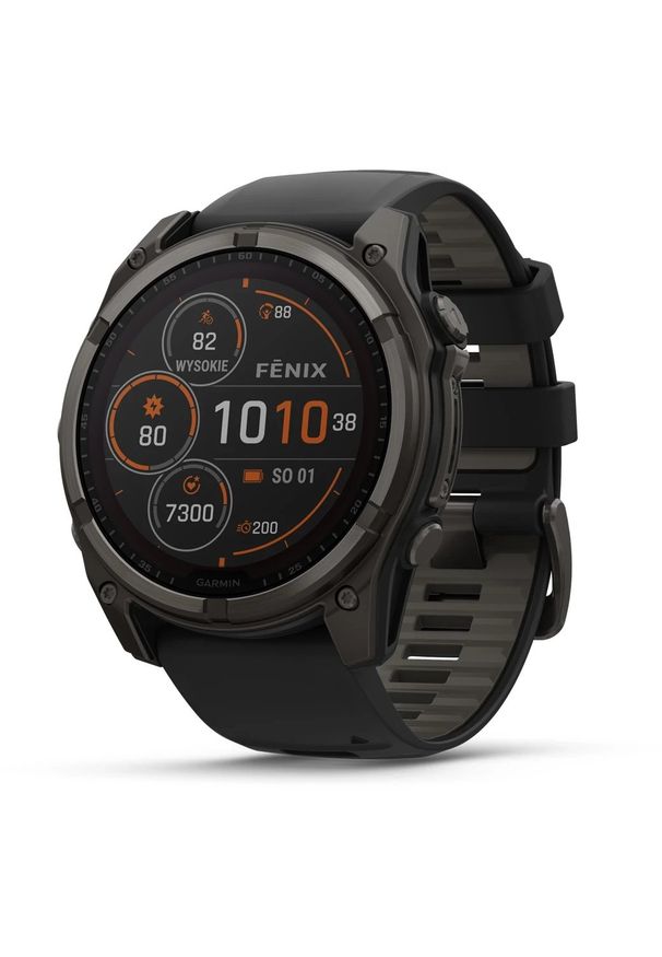GARMIN - Zegarek sportowy Garmin Fenix 8 Solar Sapphire Czarny (010-02907-11). Kolor: czarny. Styl: sportowy