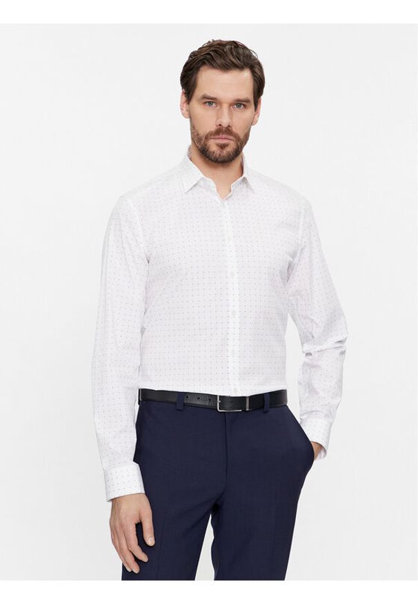 Calvin Klein Koszula K10K112091 Biały Slim Fit. Kolor: biały. Materiał: bawełna