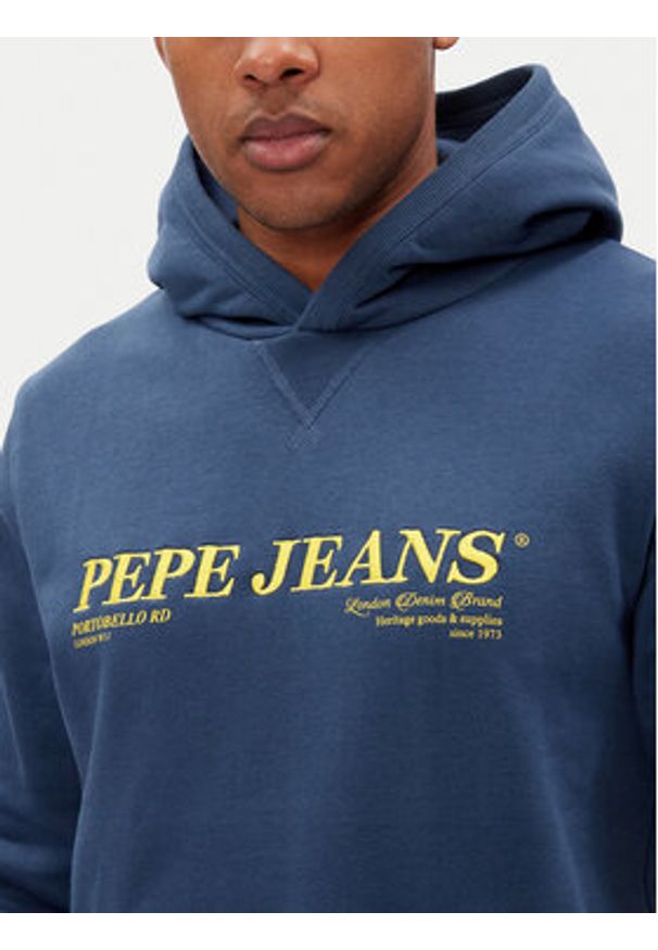Pepe Jeans Bluza Dylan PM582755 Niebieski Regular Fit. Kolor: niebieski. Materiał: bawełna