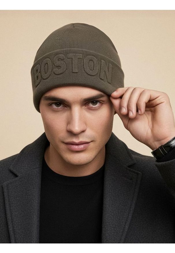Sinsay - Czapka beanie z wiskozą - zielony. Kolor: zielony. Materiał: wiskoza