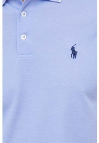 Polo Ralph Lauren polo męski kolor niebieski z aplikacją. Typ kołnierza: polo. Kolor: niebieski. Materiał: poliester. Długość rękawa: krótki rękaw. Długość: krótkie. Wzór: aplikacja #3