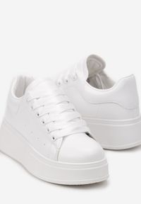 Renee - Białe Sneakersy przed Kostkę na Grubej Podeszwie Arionn. Wysokość cholewki: przed kostkę. Kolor: biały. Materiał: jeans #4