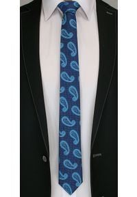 Modny i Elegancki Krawat Alties - Duży Wzór Paisley. Kolor: niebieski. Materiał: tkanina. Wzór: paisley. Styl: elegancki