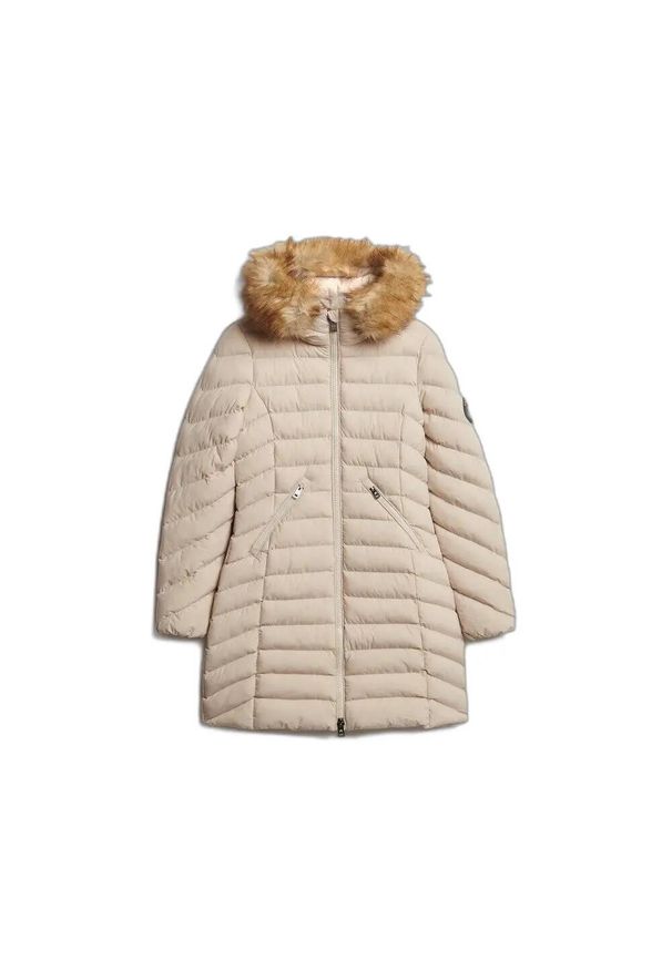 Parka dla kobiet Superdry Fuji. Kolor: szary, beżowy, wielokolorowy. Sezon: zima