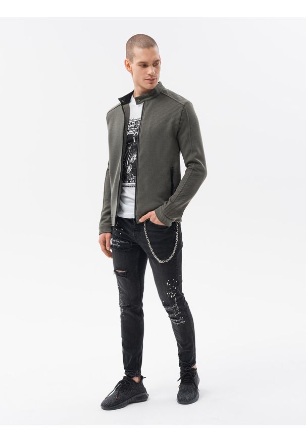 Brązowa bluza Ombre Clothing bez kaptura