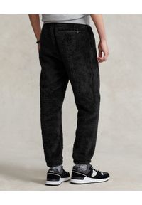 Ralph Lauren - RALPH LAUREN - Czarne spodnie z pluszu. Kolor: czarny. Wzór: haft #5