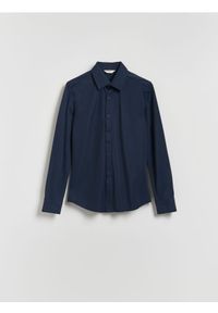 Reserved - Gładka koszula super slim fit - granatowy. Kolor: niebieski. Materiał: dzianina. Wzór: gładki