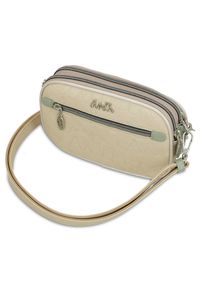 Srebrna Oryginalna Średnia Torebka Na Ramię Anekke Z Serii Alma. Kolor: srebrny. Wzór: aplikacja. Dodatki: z aplikacjami, z breloczkiem. Materiał: zdobione. Rozmiar: średnie. Styl: casual. Rodzaj torebki: na ramię #9