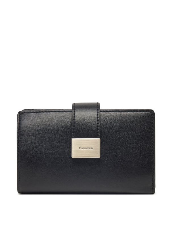 Calvin Klein Portfel damski Hardware Snap Medium Bifold K60K612961 Czarny. Kolor: czarny. Materiał: skóra