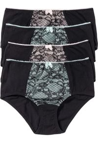 bonprix - Figi maxi z bawełną organiczną (4 pary). Kolor: czarny. Materiał: bawełna. Wzór: gładki #1