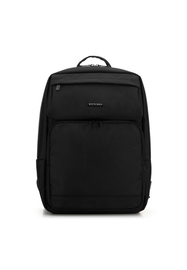 Wittchen - Męski plecak na laptopa 15,6” z dwiema kieszeniami na froncie czarny. Kolor: czarny. Materiał: nylon. Styl: młodzieżowy, casual, elegancki, biznesowy