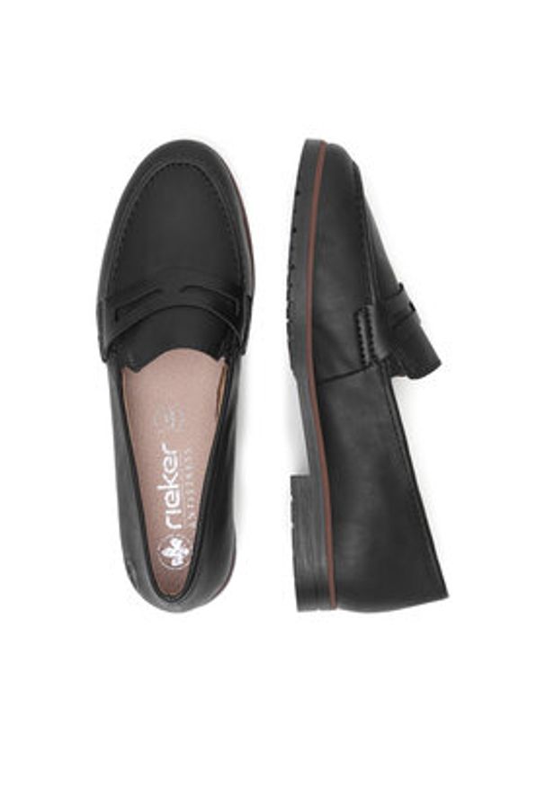 Rieker Mokasyny 45300-00 Czarny. Kolor: czarny. Materiał: syntetyk, materiał