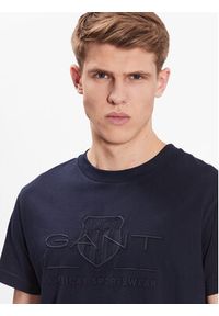 GANT - Gant T-Shirt Tonal Shield 2003140 Granatowy Regular Fit. Kolor: niebieski. Materiał: bawełna