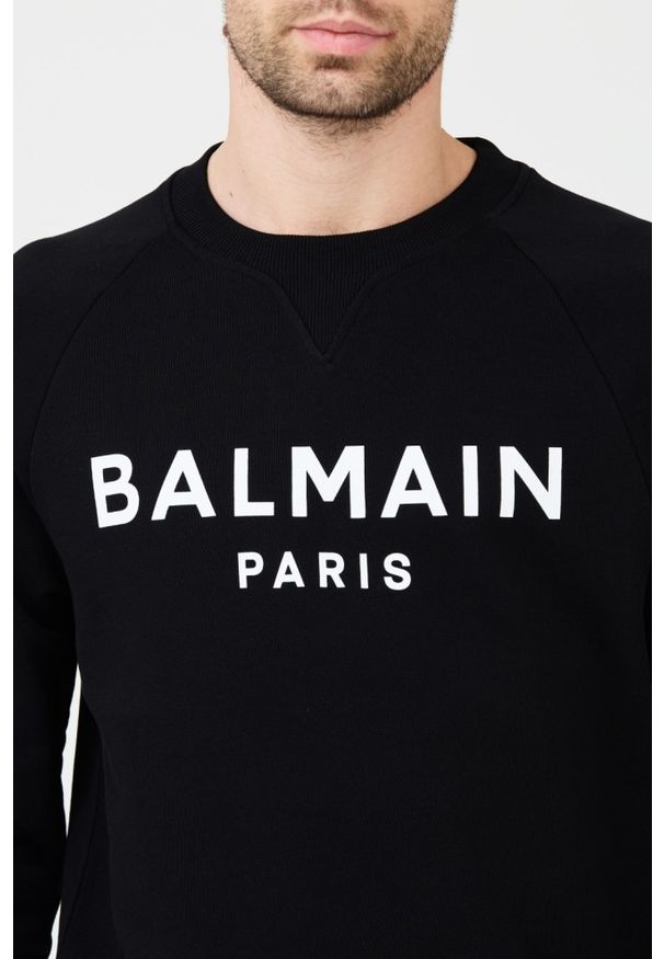 Balmain - BALMAIN Czarna bluza Printed Sweatshirt. Kolor: czarny