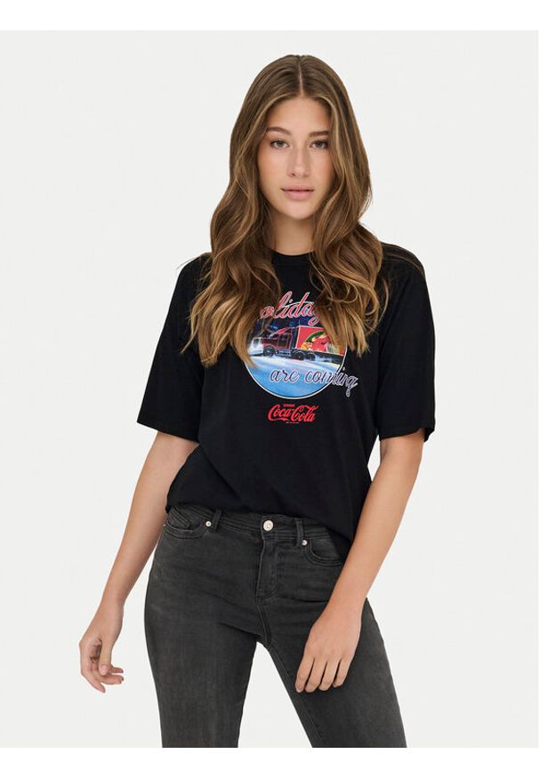 only - ONLY T-Shirt Coca Cola 15355794 Czarny Regular Fit. Kolor: czarny. Materiał: bawełna