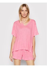 Seafolly T-Shirt Beachedit 54662-TO Różowy Regular Fit. Kolor: różowy. Materiał: len #1