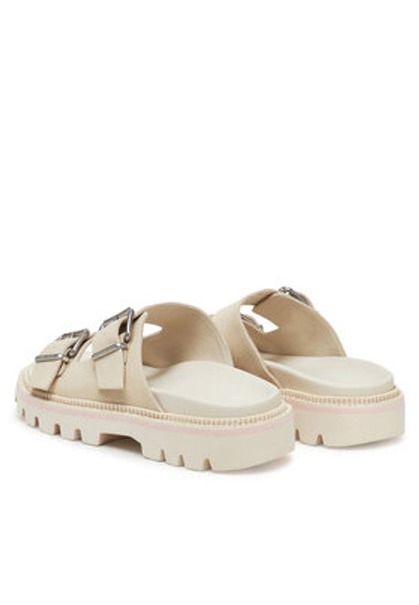 Tommy Jeans Klapki Double Strap Sandal Suede EN0EN02797 Écru. Materiał: skóra, zamsz