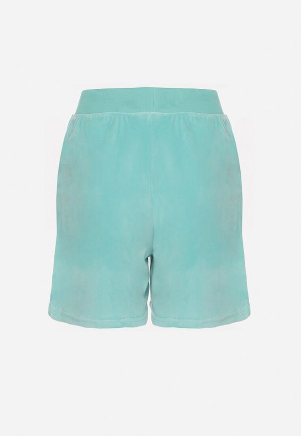 Born2be - Jasnozielone Welurowe Szorty Ozdobione Wiązaniem Ralladia. Okazja: na spacer, na co dzień. Kolor: zielony. Materiał: welur. Wzór: aplikacja. Styl: casual