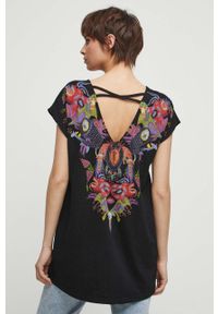 medicine - Medicine t-shirt bawełniany damski kolor czarny. Kolor: czarny. Materiał: bawełna. Długość rękawa: krótki rękaw. Długość: krótkie. Wzór: nadruk #5