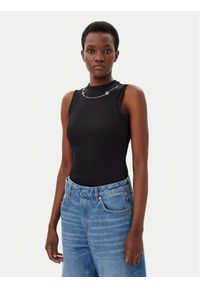 Hugo - HUGO Top Delanive 50534050 Czarny Slim Fit. Kolor: czarny. Materiał: syntetyk