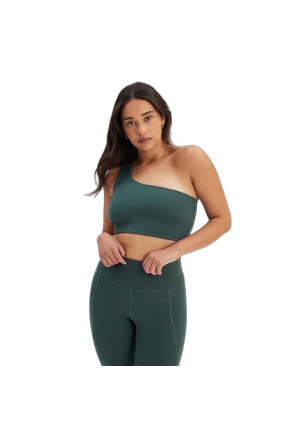 GIRLFRIEND COLLECTIVE - Biustonosz z jednym rękawem damski Girlfriend Collective Bianca. Kolor: zielony. Sport: fitness