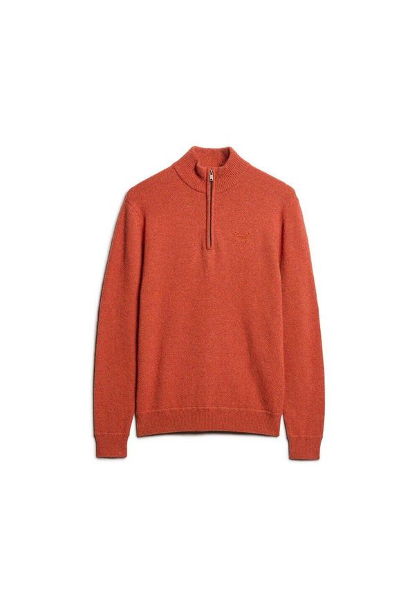Sweter z dekoldem typu polo z siateczki Superdry Essential. Typ kołnierza: polo. Kolor: pomarańczowy. Materiał: dzianina. Styl: elegancki