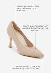 Renee - Ciemnobeżowe Dzianinowe Szpilki VICES z Wkładką Soft-Pillow i Miękkim Zapiętkiem Thene. Nosek buta: szpiczasty. Kolor: beżowy. Materiał: dzianina. Szerokość cholewki: normalna. Obcas: na szpilce. Styl: klasyczny. Wysokość obcasa: średni #8