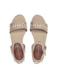 TOMMY HILFIGER - Tommy Hilfiger Espadryle Rope Wedge Sandal T3A7-33287-0890 S Beżowy. Kolor: beżowy. Materiał: materiał #3