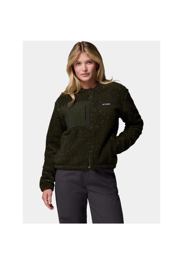 columbia - Sweter Damski Columbia Stellar Path Bomber. Kolor: zielony. Materiał: polar. Sport: turystyka piesza