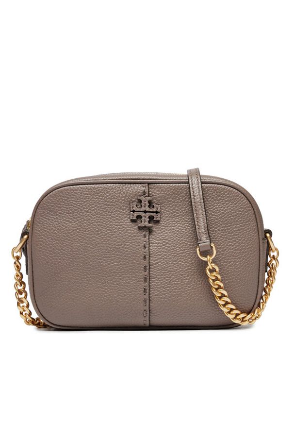 Tory Burch Torebka Mcgraw Camera 147578 Srebrny. Kolor: srebrny. Materiał: skórzane