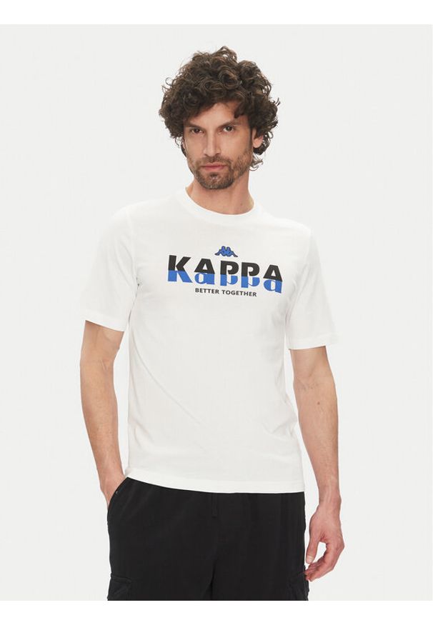 Kappa T-Shirt 351U8KW 001 Biały Regular Fit. Kolor: biały. Materiał: bawełna