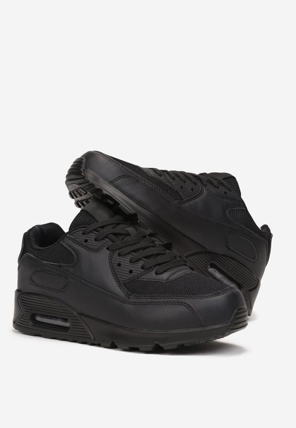 Born2be - Czarne Sneakersy na Grubej Podeszwie z Wstawką Denni. Wysokość cholewki: przed kostkę. Kolor: czarny. Materiał: materiał. Szerokość cholewki: normalna. Wzór: aplikacja
