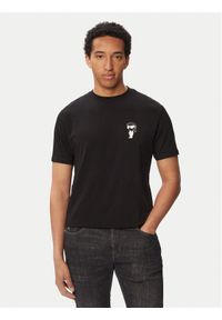 Karl Lagerfeld - KARL LAGERFELD T-Shirt 755048 563235 Czarny Regular Fit. Typ kołnierza: dekolt w karo. Kolor: czarny. Materiał: bawełna #1