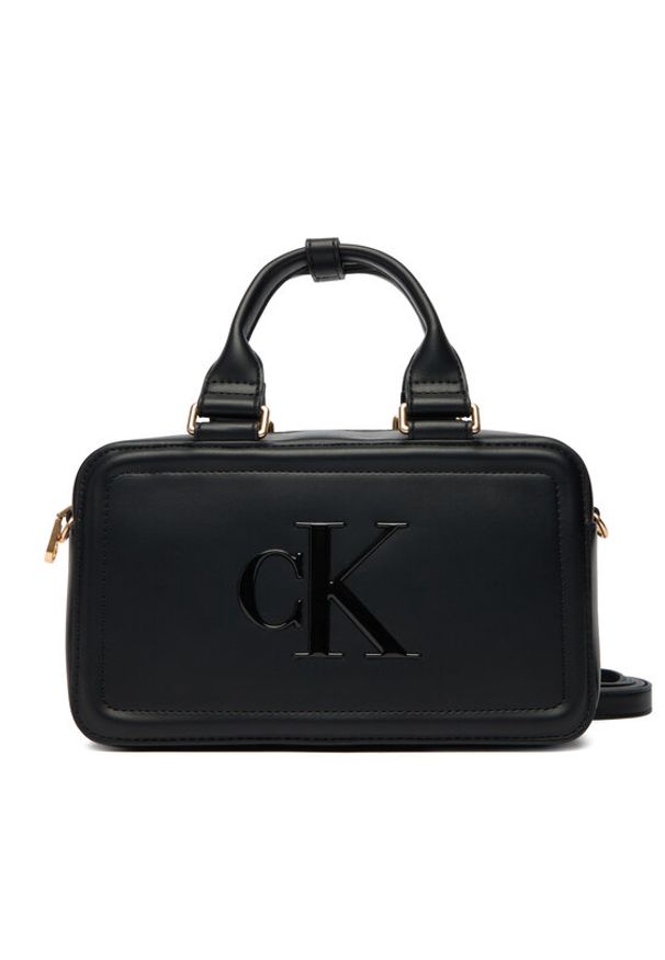 Calvin Klein Torebka Bold Ck Bauletto Crossbody LV04F3411G Czarny. Kolor: czarny. Materiał: skórzane