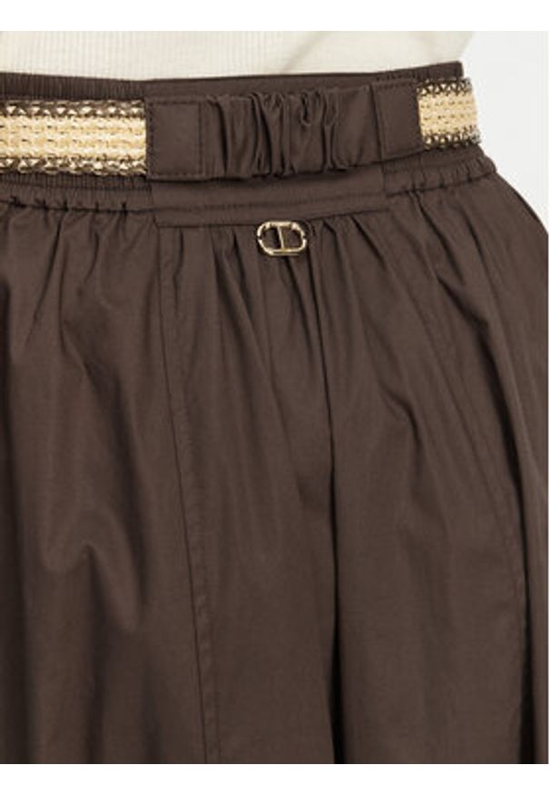 TwinSet - TWINSET Spódnica trapezowa 251TT202J Brązowy Regular Fit. Kolor: brązowy. Materiał: bawełna
