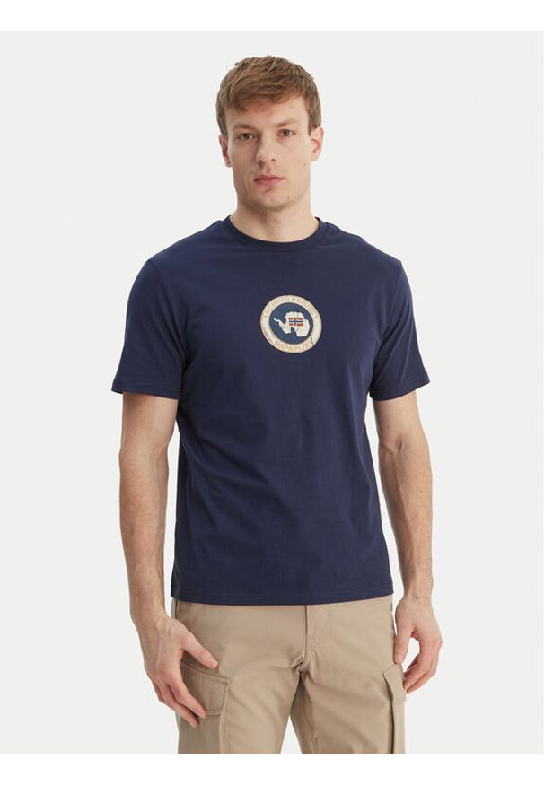 Napapijri T-Shirt S-Phos NP0A4G5A Granatowy Relaxed Fit. Kolor: niebieski. Materiał: bawełna