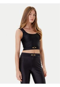 Just Cavalli Top 78PAM2A6 Czarny Slim Fit. Kolor: czarny. Materiał: syntetyk