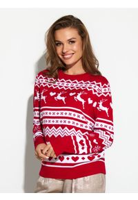 Sinsay - Sweter ze świątecznym wzorem - czerwony. Kolor: czerwony. Styl: wizytowy