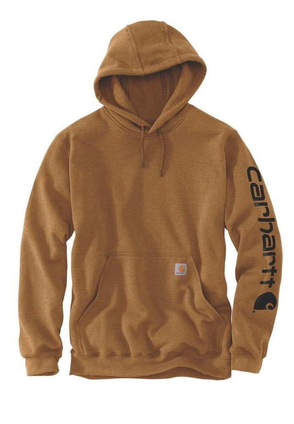Bluza sportowa męska z kapturem Carhartt Midweight Sleeve Logo Hooded. Typ kołnierza: kaptur. Kolor: brązowy