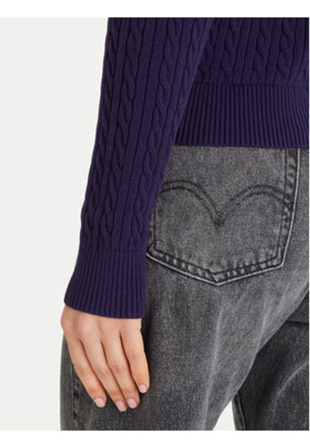 Tommy Jeans Sweter Cable Essential DW0DW22165 Fioletowy Regular Fit. Kolor: fioletowy. Materiał: bawełna