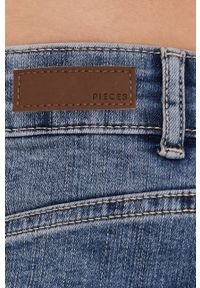 Pieces - Spódnica jeansowa. Kolor: niebieski. Materiał: jeans #3