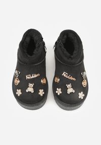 Born2be - Czarne Śniegowce z Metalicznymi Aplikacjami 3D i Cyrkoniami Aheline. Okazja: na co dzień. Kolor: czarny. Materiał: jeans. Wzór: aplikacja. Styl: casual #4