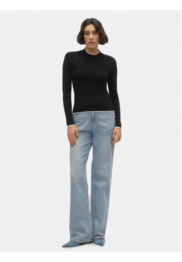 Vero Moda Sweter Flouncy 10299604 Czarny Slim Fit. Kolor: czarny. Materiał: syntetyk