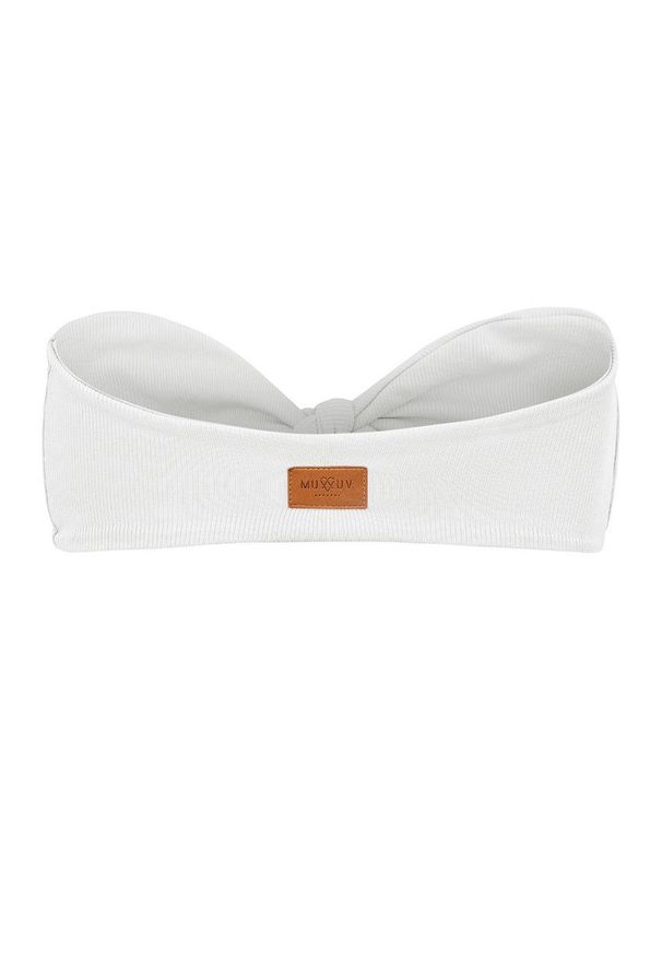 MUUV - Biustonosz kąpielowy Bow Bandeau. Kolor: biały. Materiał: materiał, prążkowany